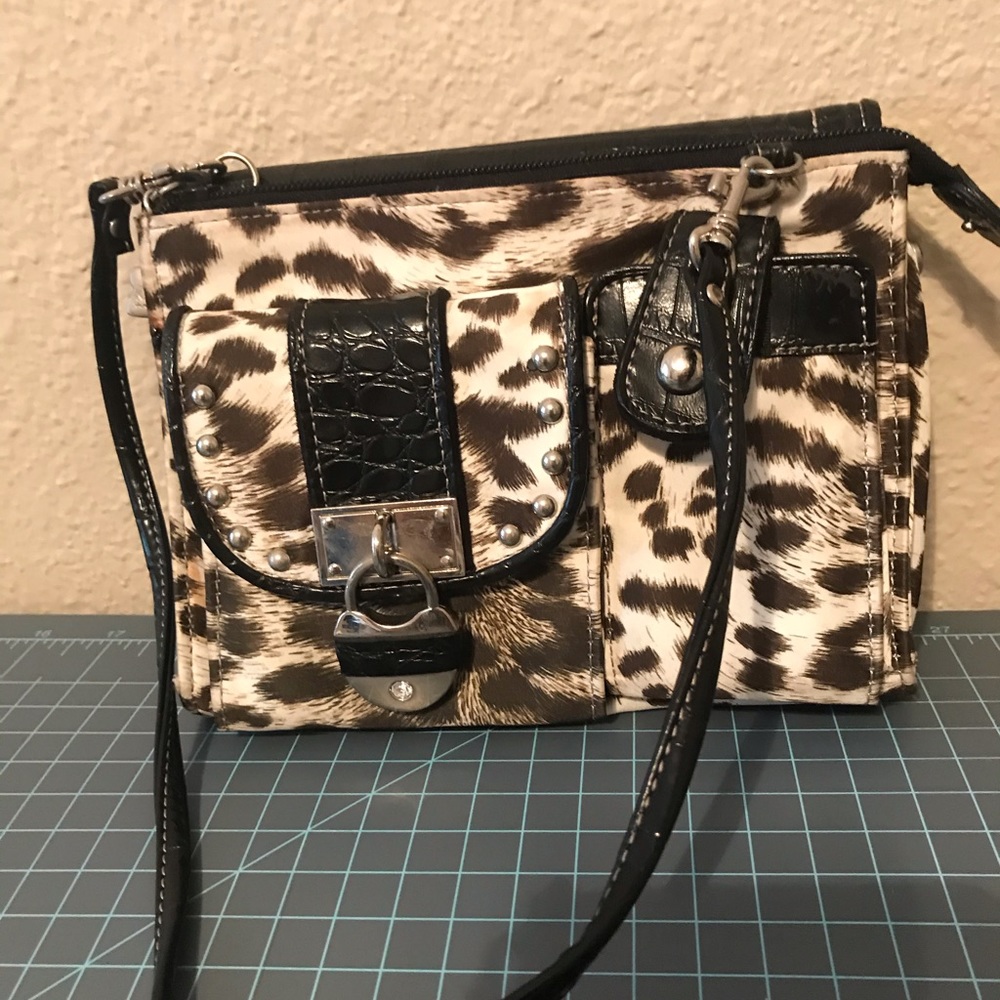 Kathy Van Zealand leopard print mini purse